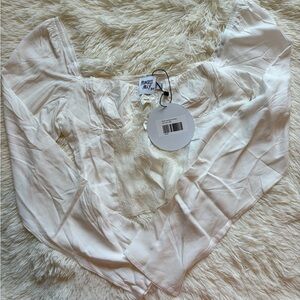 Princess Polly White Kenzler Top Long Sleeve with Lace US Size 2 NWT